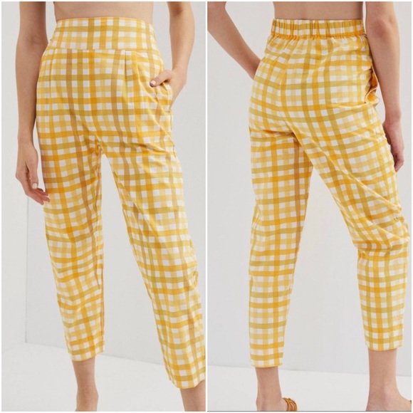 Anthropologie S/W/F Jolie Yellow Gingham Tapered Pants NWT New XS - Picture 13 of 15